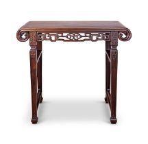 A LATE 19TH CENUTRY CHINESE CARVED HARDWOOD ALTAR TABLE