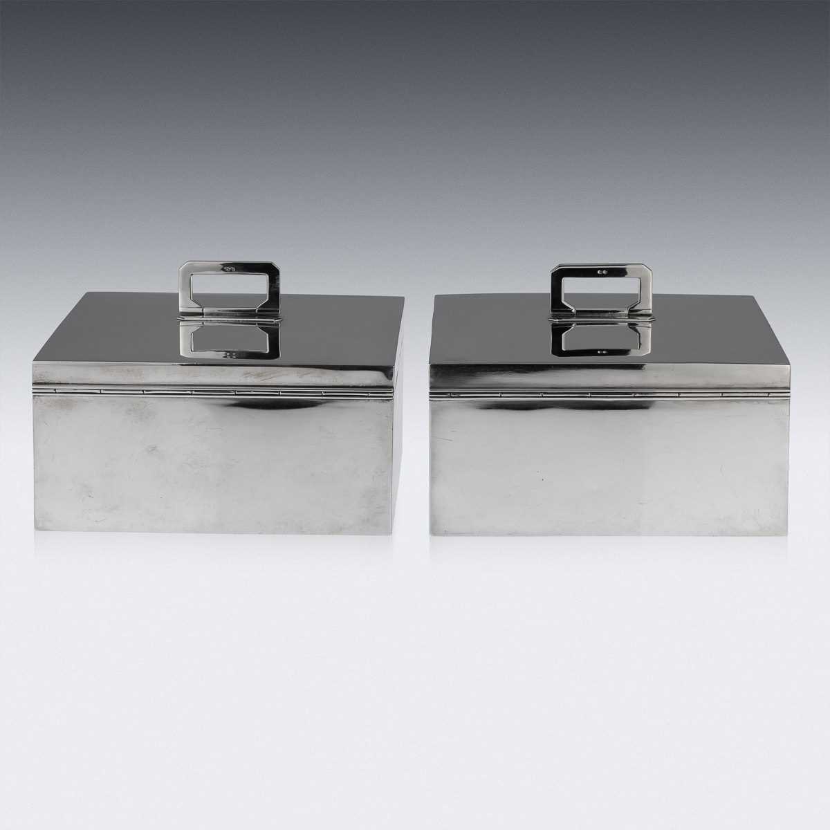 ASPREY & CO. : A PAIR OF STERLING SILVER ART DECO CIGAR BOXES, C. 1936 - Image 4 of 14