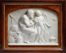 WORKSHOP OF BERTEL THORVALDSEN, C. 1823-24, RELIEF WITH CUPID RECEIVED BY ANACREON, 'WINTER'