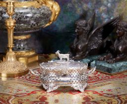 A FINE STERLING SILVER BUTTER DISH BY HENRY WILKINSON & CO.1852