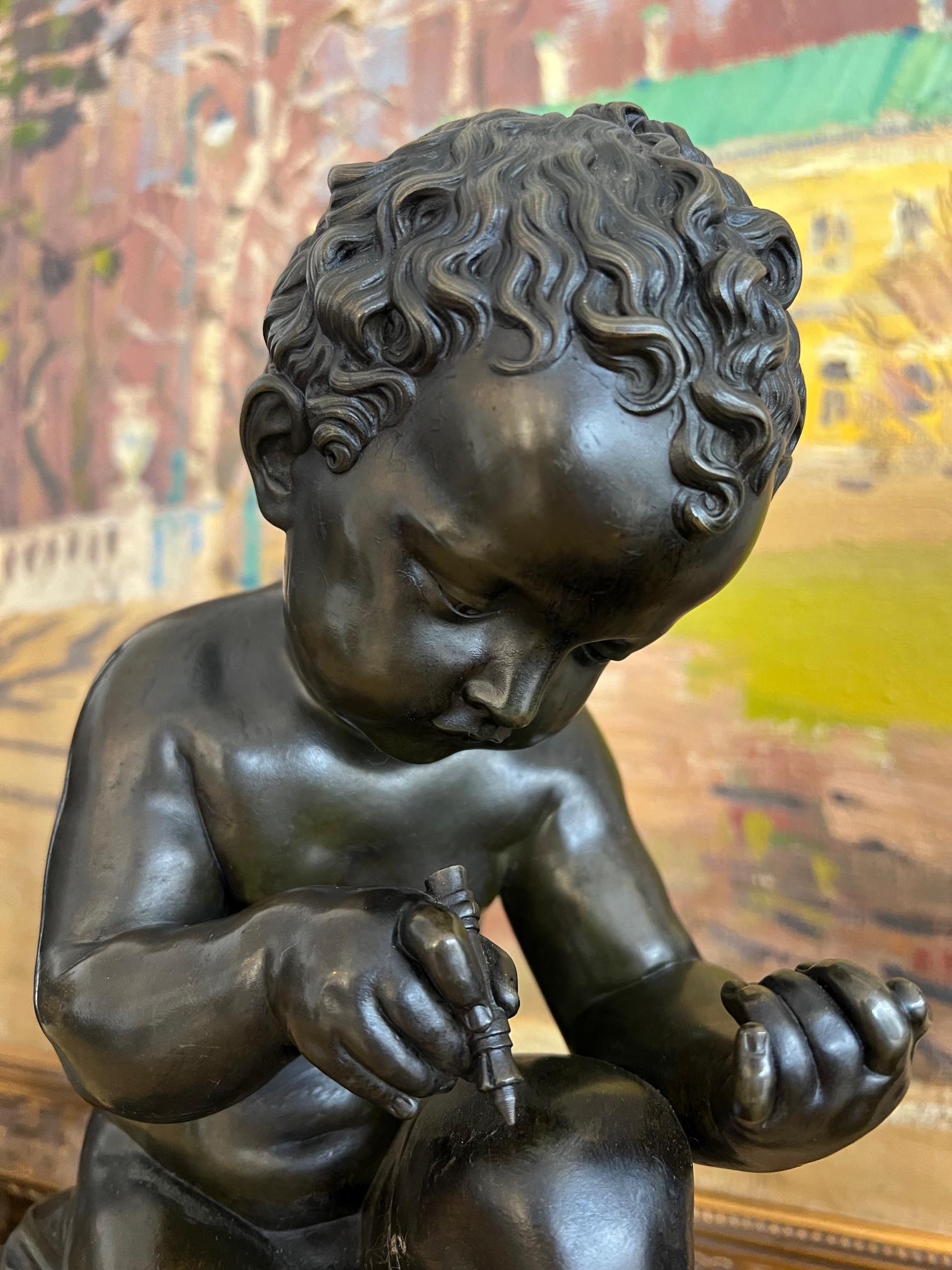 A PAIR OF EARLY 19TH CENTURY BRONZE MODELS OF CHILDREN AFTER THE MODEL BY CHARLES-GABRIEL SAUVAGE - Image 4 of 19