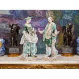 MEISSEN: A VERY LARGE PAIR OF 19TH CENTURY PORCELAIN FIGURES OF A LADY AND GENTLEMAN