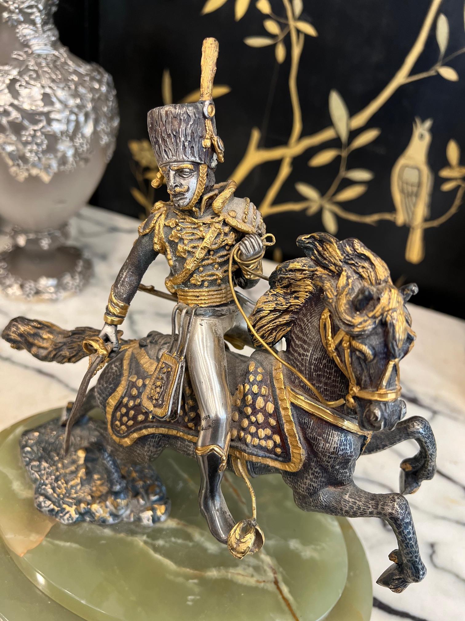 GUISEPPE VASARI (1934-2005): A GILT AND SILVERED BRONZE FIGURE OF A COSSACK ON HORSEBACK - Image 8 of 8
