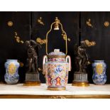 A 19TH CENTURY JAPANESE IMARI VASE AND COVER CONVERTED TO A LAMP BASE