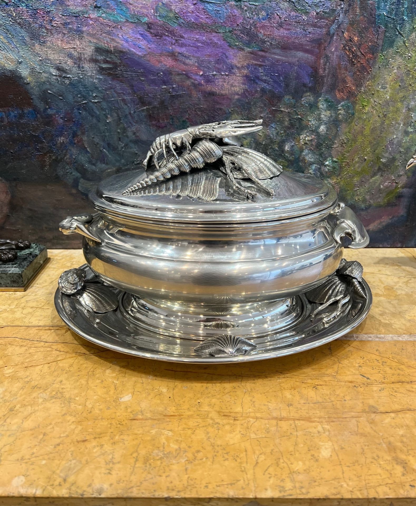 A LARGE ITALIAN SILVER PLATED LOBSTER TUREEN IN THE STYLE OF BUCCELLATI - Image 9 of 11