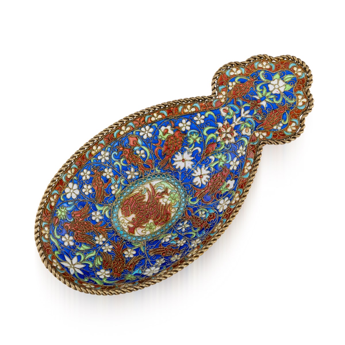 A 19TH CENTURY SOLID SILVER GILT & PLIQUE-A-JOUR ENAMEL KOVSH c.1890 - Image 2 of 18