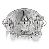 A RARE 19TH CENTURY AESTHETIC MOVEMENT SOLID SILVER TEA SERVICE c.1880