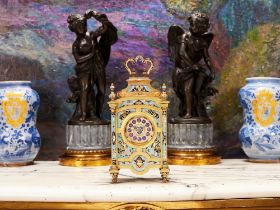 A RARE LATE 19TH CENTURY FRENCH GILT BRONZE AND CLOISONNE ENAMEL TRAVELLING CLOCK