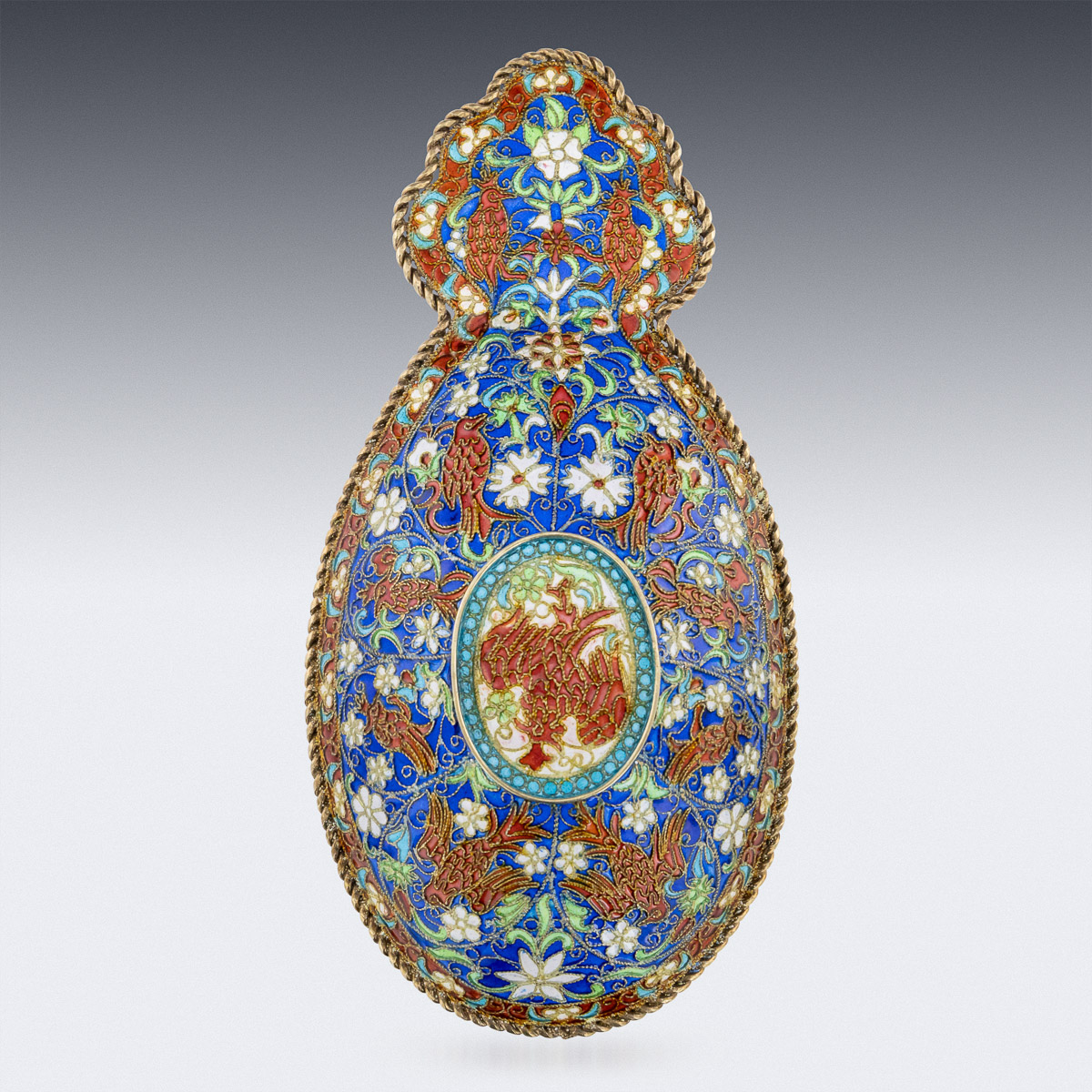 A 19TH CENTURY SOLID SILVER GILT & PLIQUE-A-JOUR ENAMEL KOVSH c.1890 - Image 18 of 18