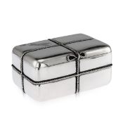 A 19TH CENTURY SOLID SILVER TROMPE L'OEIL BOX, RUSSIAN, ROBERT KOKHUN c.1891