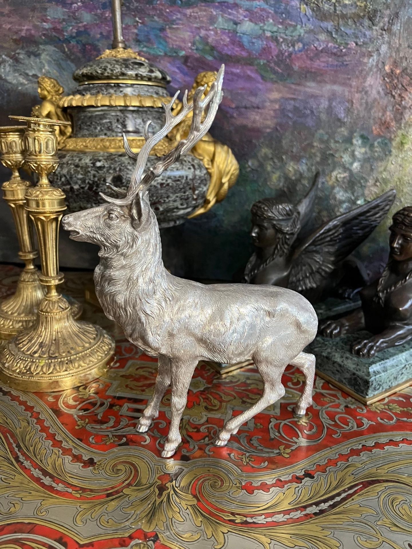 A FINE STERLING SILVER MODEL OF A STAG BY C.J. VANDER - Image 4 of 9