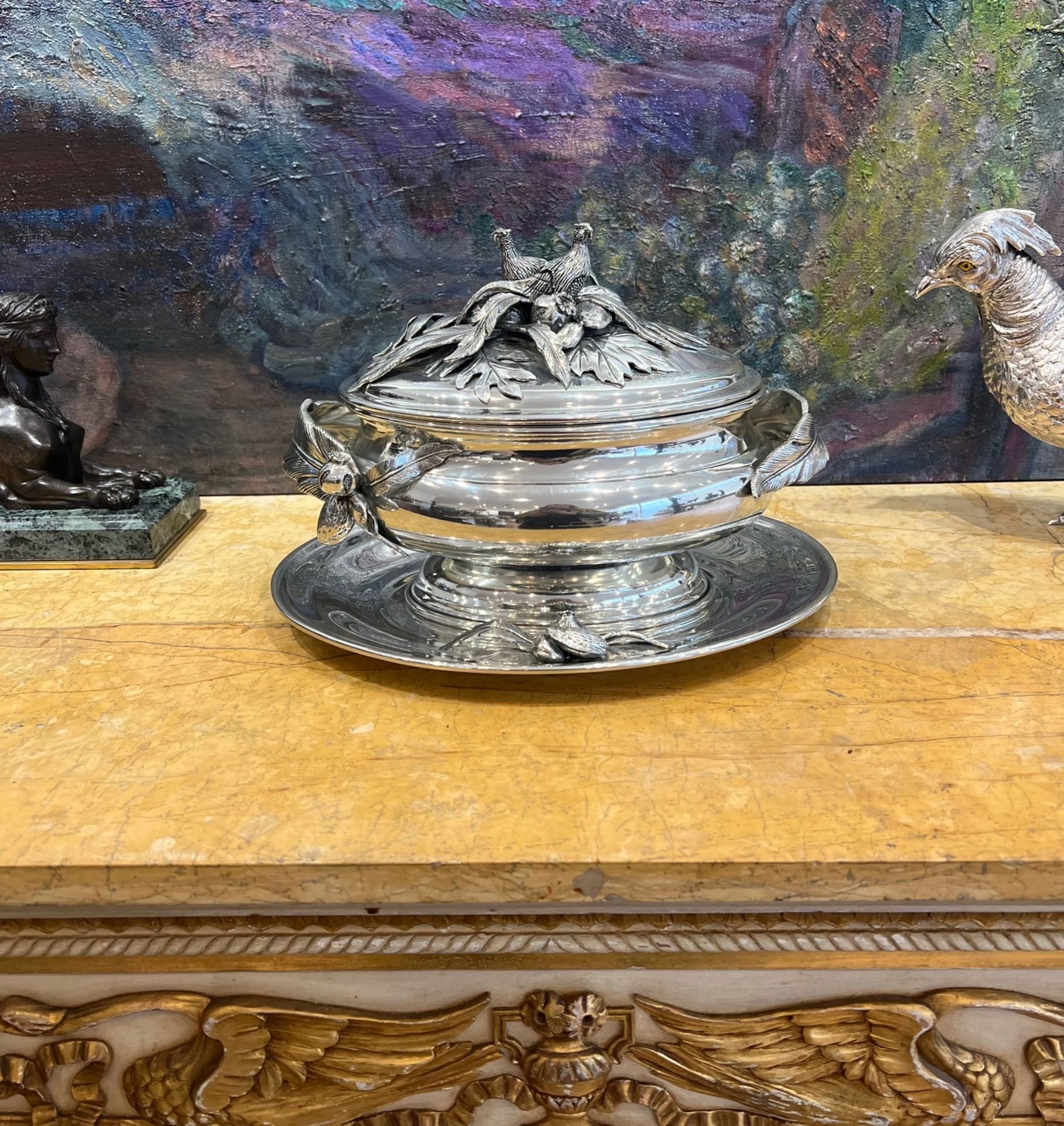 AN ITALIAN SILVER PLATED TUREEN AND STAND IN THE STYLE OF BUCCELLATI - Image 4 of 8