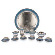 A FINE 19TH CENTURY SILVER AND ENAMEL TEA SERVICE C.1890, NORWEGIAN, BY MARIUS HAMMER