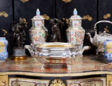 A LARGE STERLING SILVER 18TH CENTURY STYLE GERMAN WINE COOLER