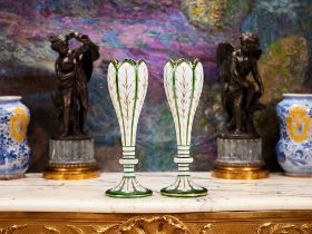 A PAIR OF LATE 19TH CENTURY BOHEMIAN OVERLAY GLASS VASES