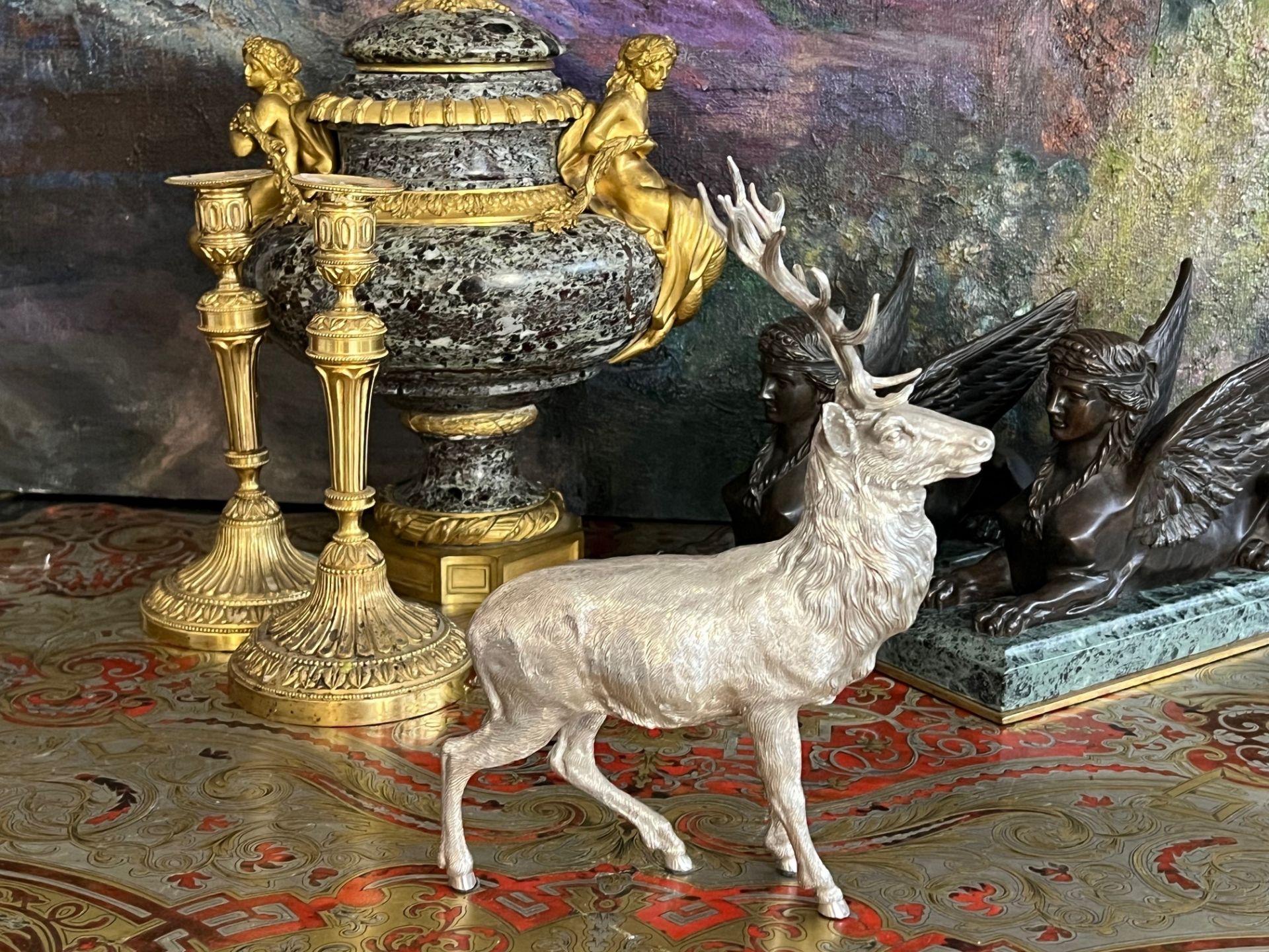 A FINE STERLING SILVER MODEL OF A STAG BY C.J. VANDER - Image 2 of 9
