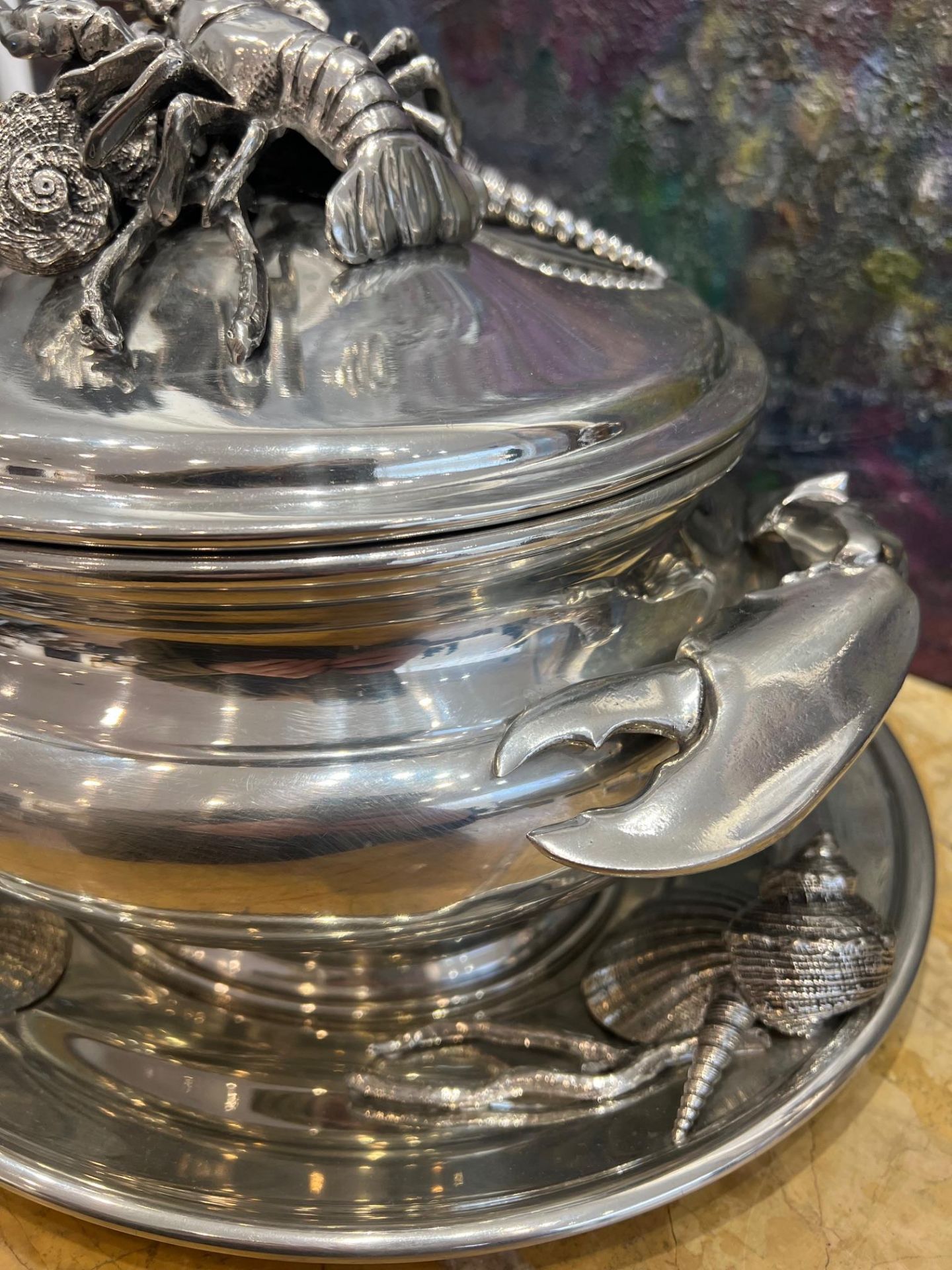 A LARGE ITALIAN SILVER PLATED LOBSTER TUREEN IN THE STYLE OF BUCCELLATI - Image 8 of 11