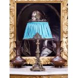 A LOUIS XVI STYLE BRONZE LAMP BASE MODELLED WITH CHERUBS