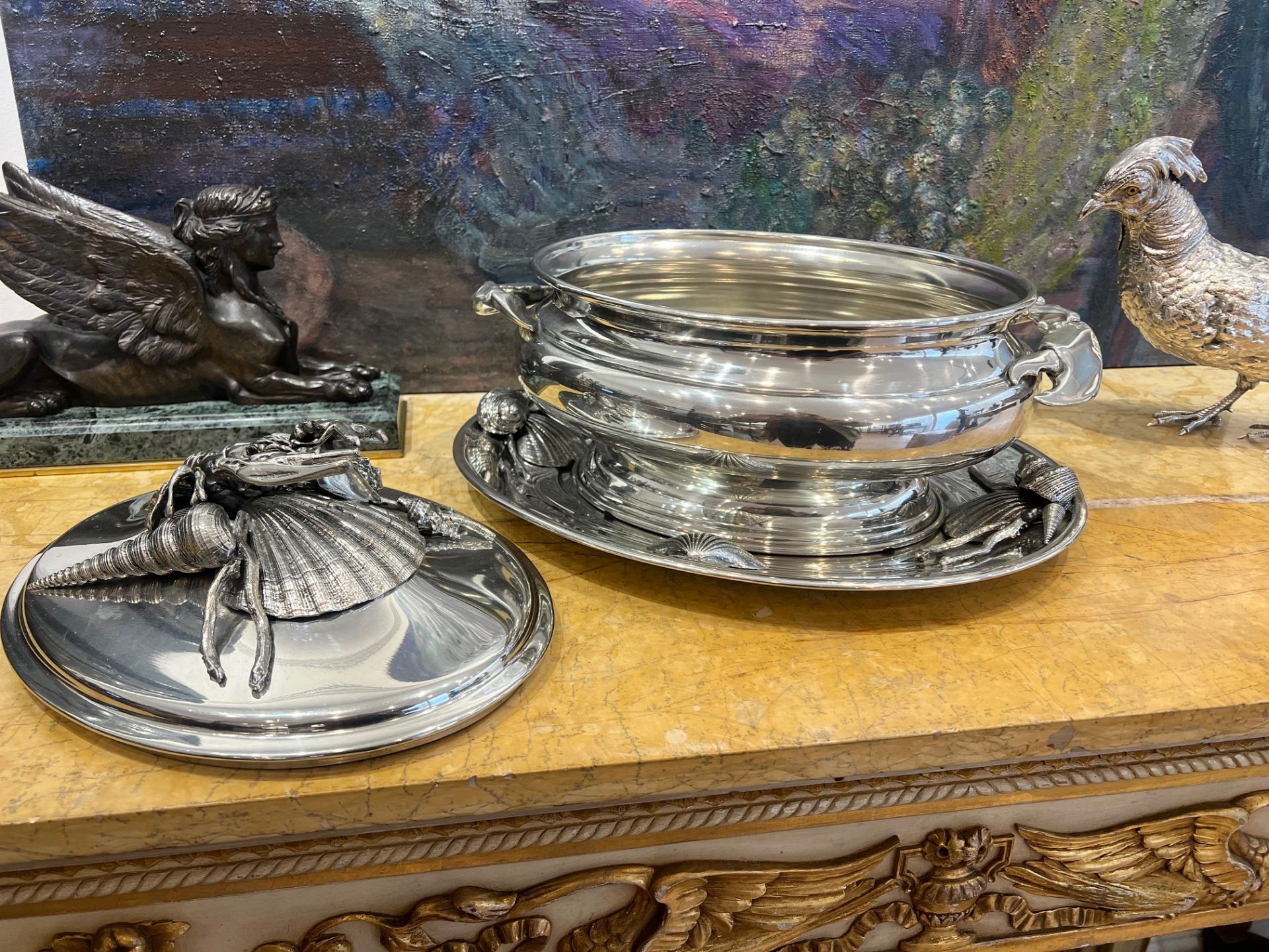 A LARGE ITALIAN SILVER PLATED SOUP TUREEN IN THE STYLE OF BUCCELLATI - Image 6 of 11