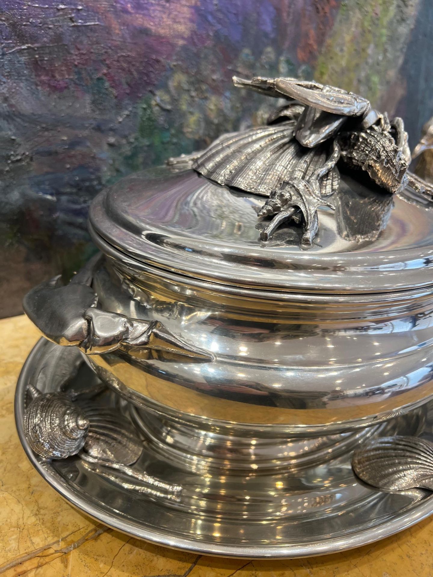 A LARGE ITALIAN SILVER PLATED LOBSTER TUREEN IN THE STYLE OF BUCCELLATI - Image 11 of 11