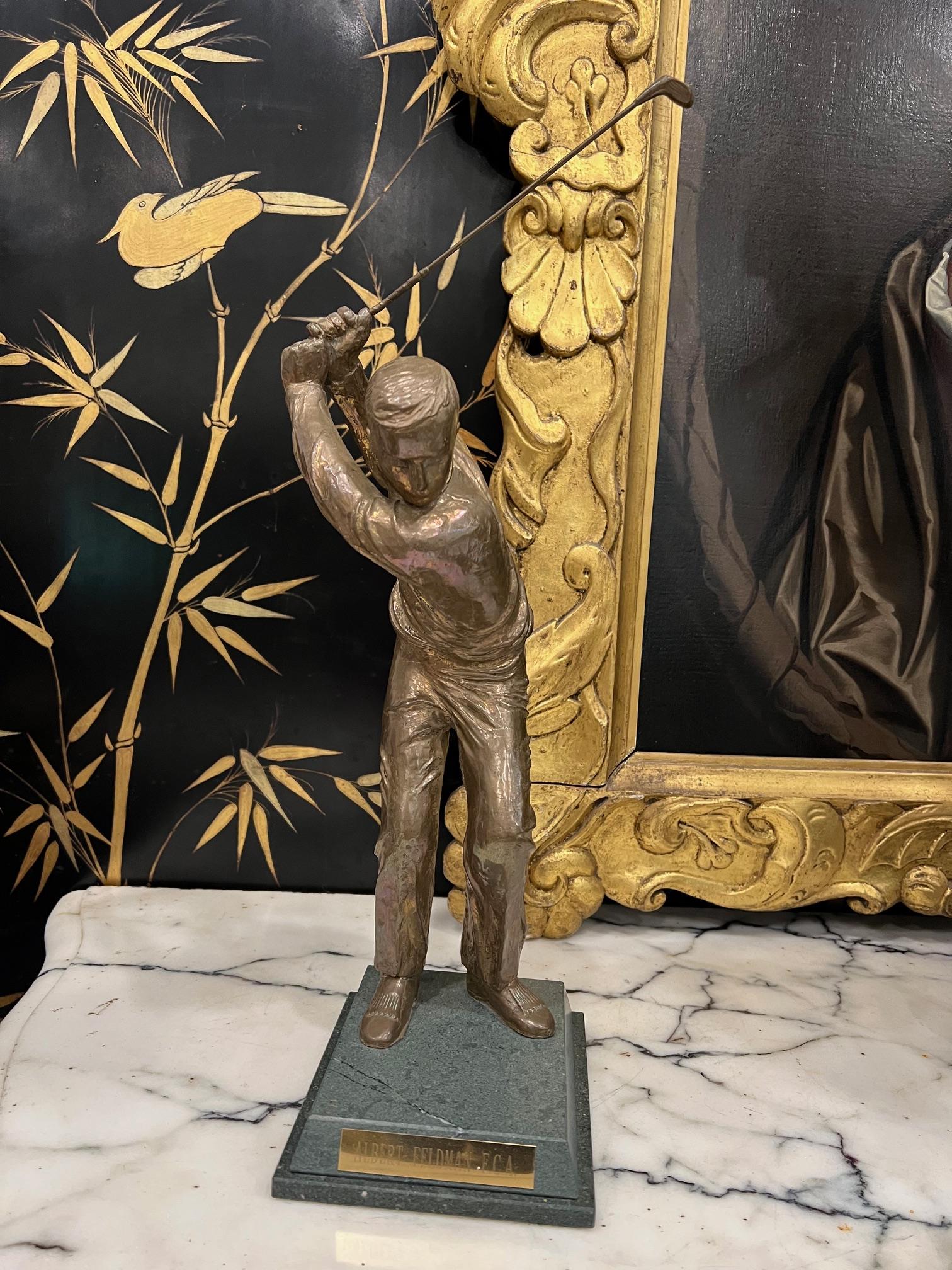 TWO BRONZE FIGURES OF GOLFERS - Image 3 of 4