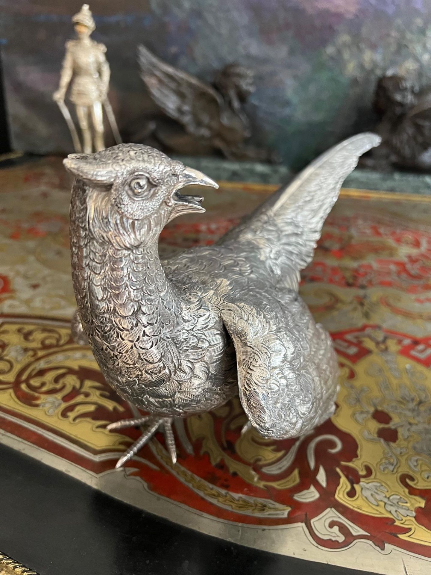 A PAIR OF STERLING SILVER MODELS OF PHEASANTS, GERMAN, EARLY 20TH CENTURY - Image 2 of 12