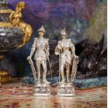 A PAIR OF SILVER FIGURES OF KNIGHTS, EARLY 20TH CENTURY, GERMAN