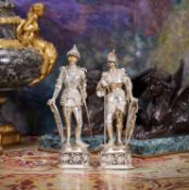 A PAIR OF SILVER FIGURES OF KNIGHTS, EARLY 20TH CENTURY, GERMAN