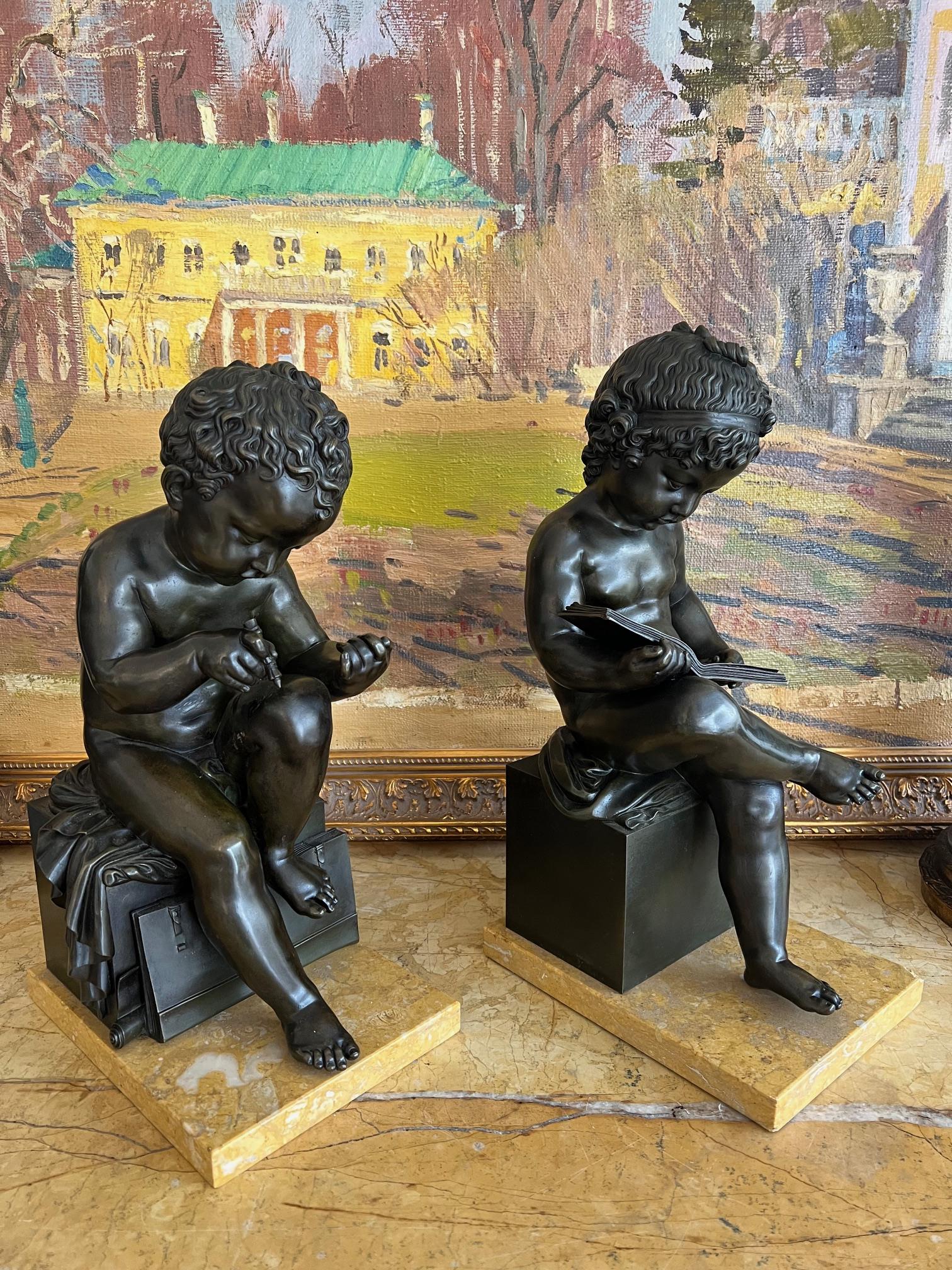 A PAIR OF EARLY 19TH CENTURY BRONZE MODELS OF CHILDREN AFTER THE MODEL BY CHARLES-GABRIEL SAUVAGE - Image 8 of 19