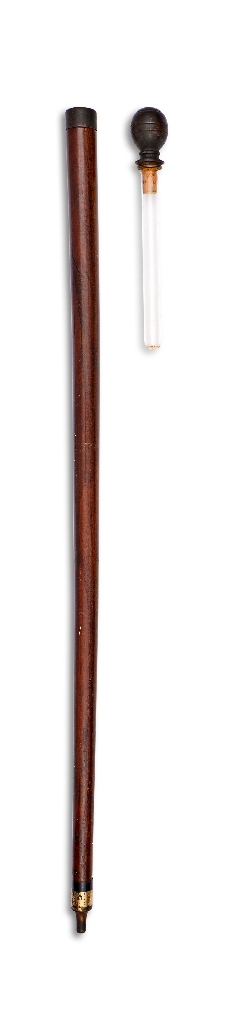 A LATE 19TH CENTURY NOVELTY WALKING CANE WITH CONCEALED GLASS TUBE - Image 2 of 2