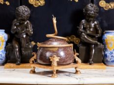 A LOUIS XVI STYLE GILT BRONZE AND MARBLE CENTREPIECE