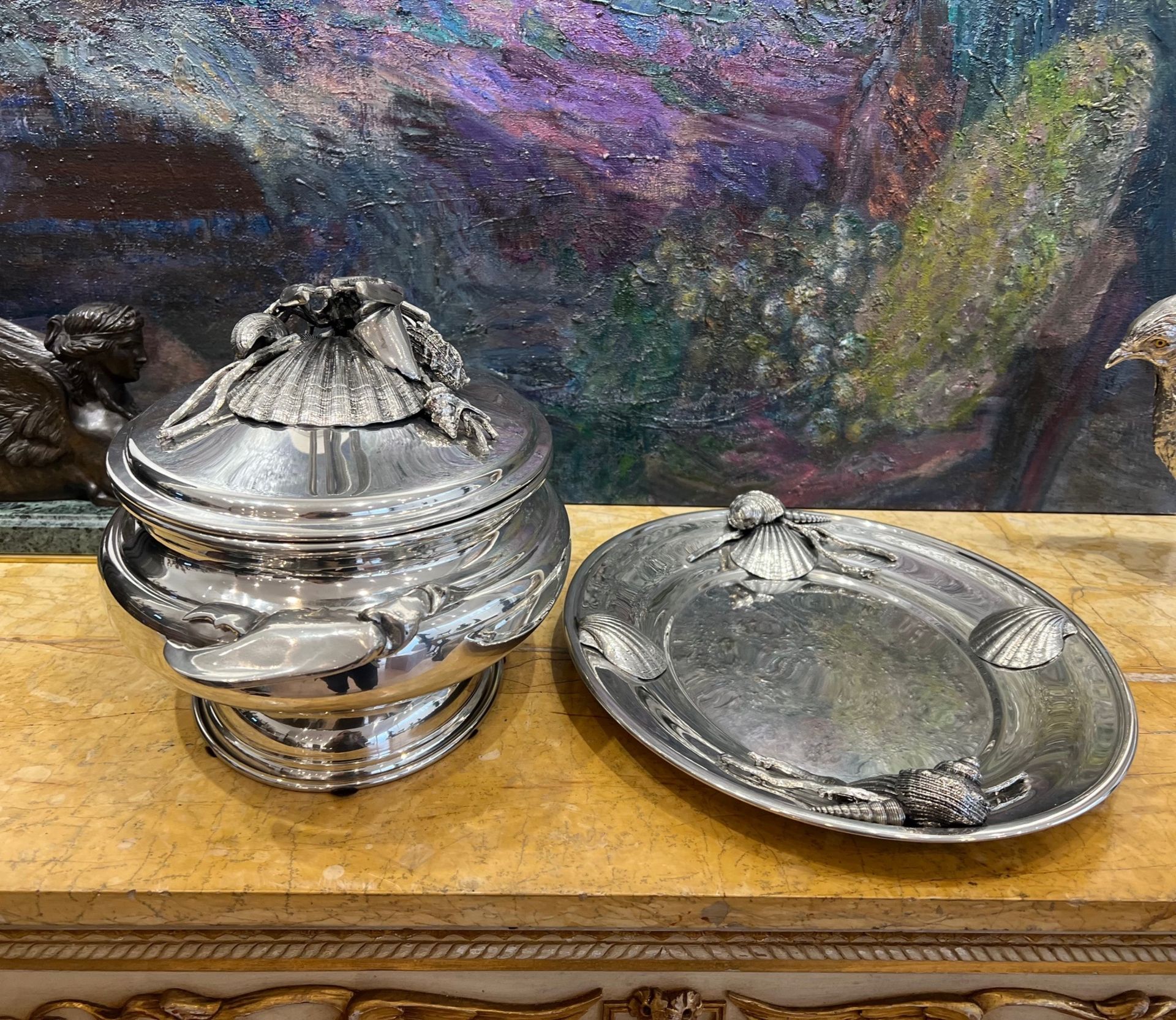 A LARGE ITALIAN SILVER PLATED SOUP TUREEN IN THE STYLE OF BUCCELLATI - Image 7 of 11