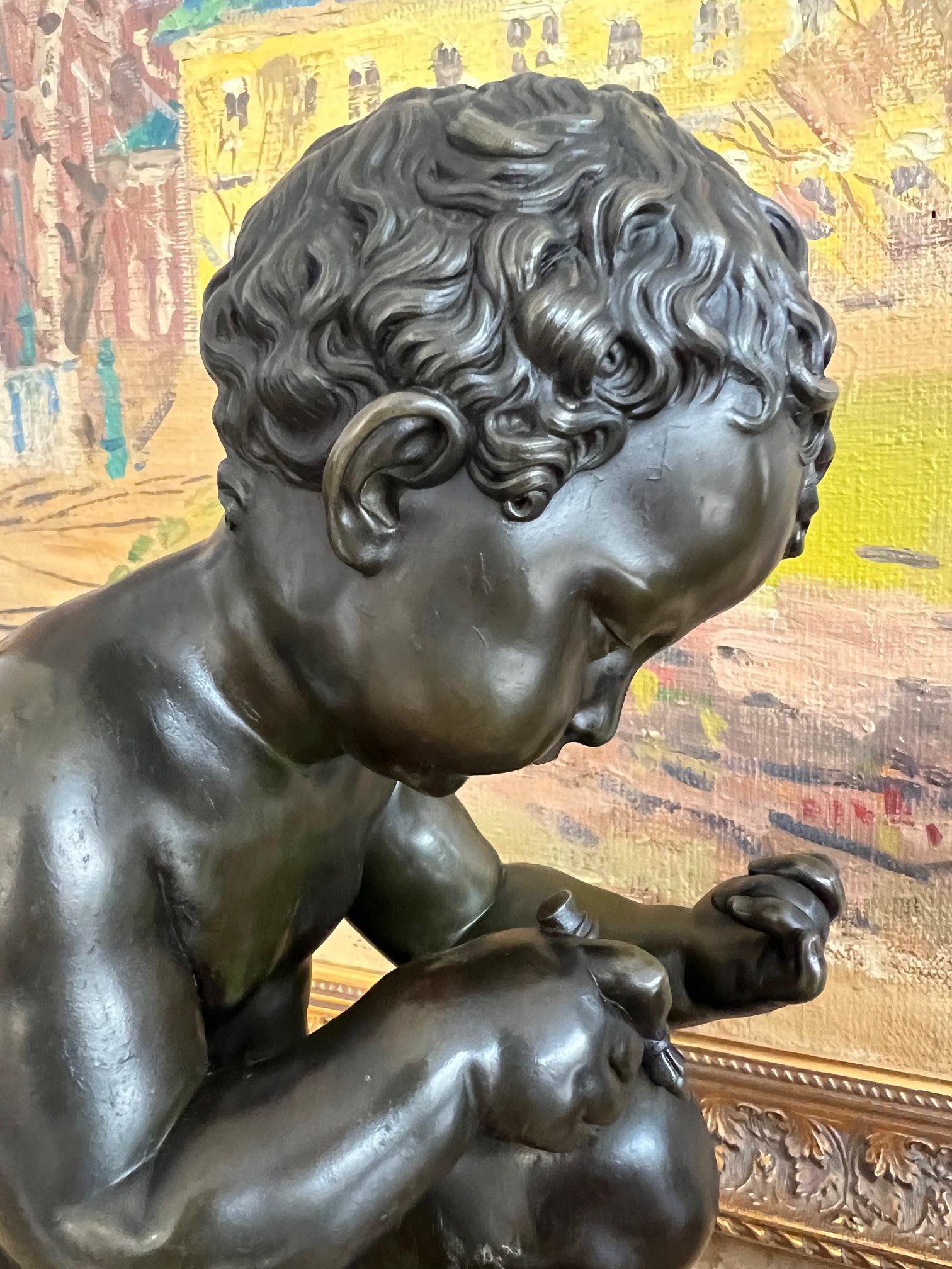 A PAIR OF EARLY 19TH CENTURY BRONZE MODELS OF CHILDREN AFTER THE MODEL BY CHARLES-GABRIEL SAUVAGE - Image 9 of 19