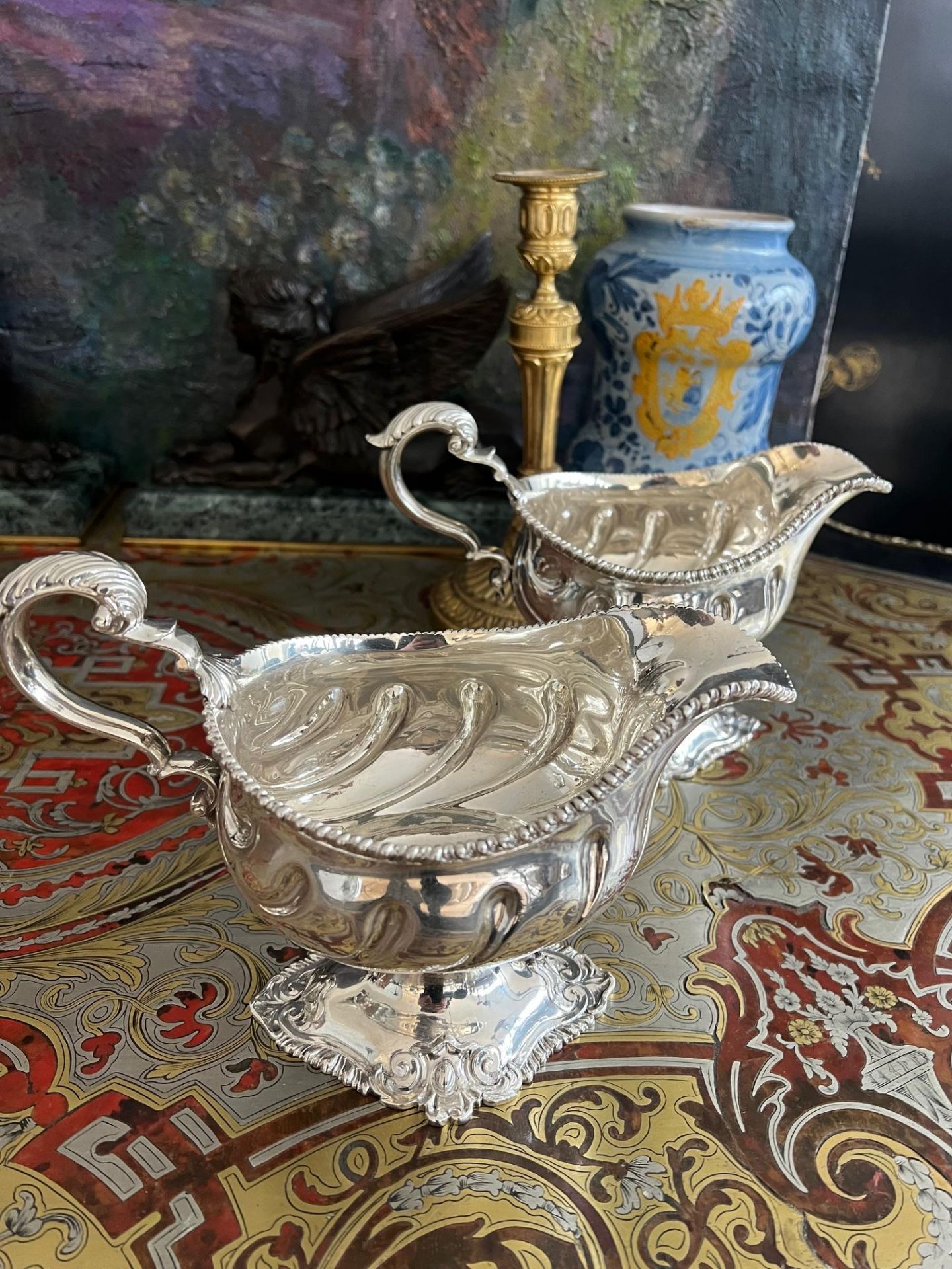 A SET OF FOUR 18TH CENTURY STERLING SILVER SAUCE BOATS, C. 1763 - Image 13 of 13