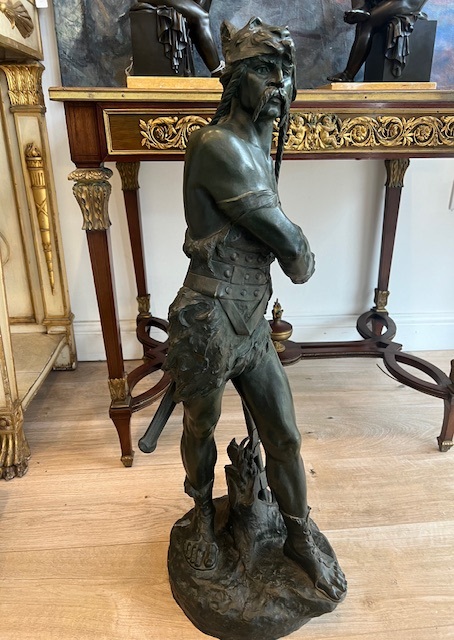 EDOUARD DROUOT (FRENCH: 1859-1945): A LARGE BRONZE FIGURE OF A VIKING WARRIOR - Image 6 of 13