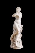 HIPPOLYTE FRANÇOIS MOREAU (FRENCH, 1832–1927): A LARGE MARBLE FIGURE OF A NYMPH