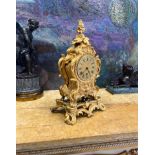 AN EARLY 19TH CENTURY ENGLISH GILT BRONZE FUSEE MANTEL CLOCK