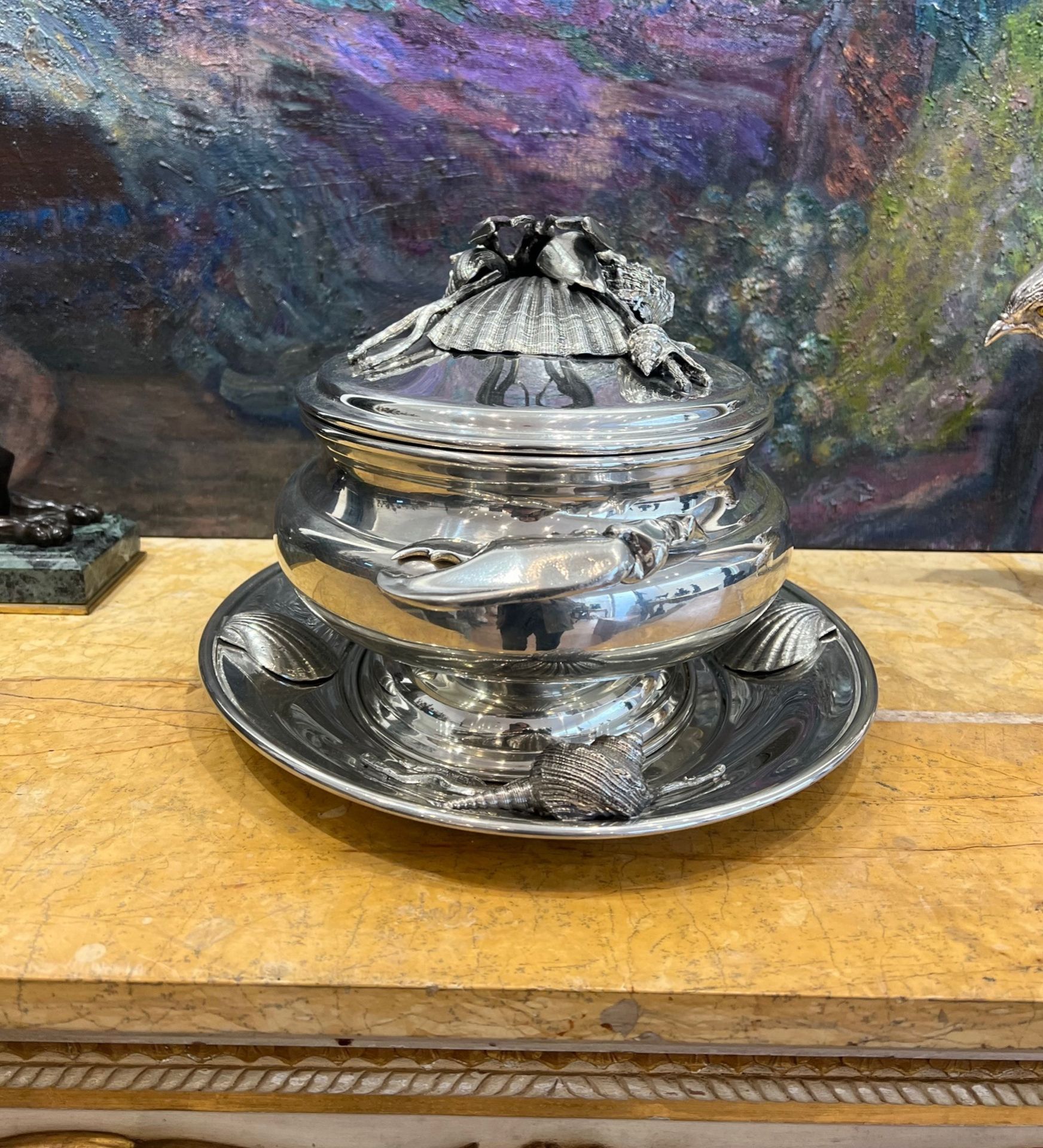 A LARGE ITALIAN SILVER PLATED LOBSTER TUREEN IN THE STYLE OF BUCCELLATI - Image 2 of 11