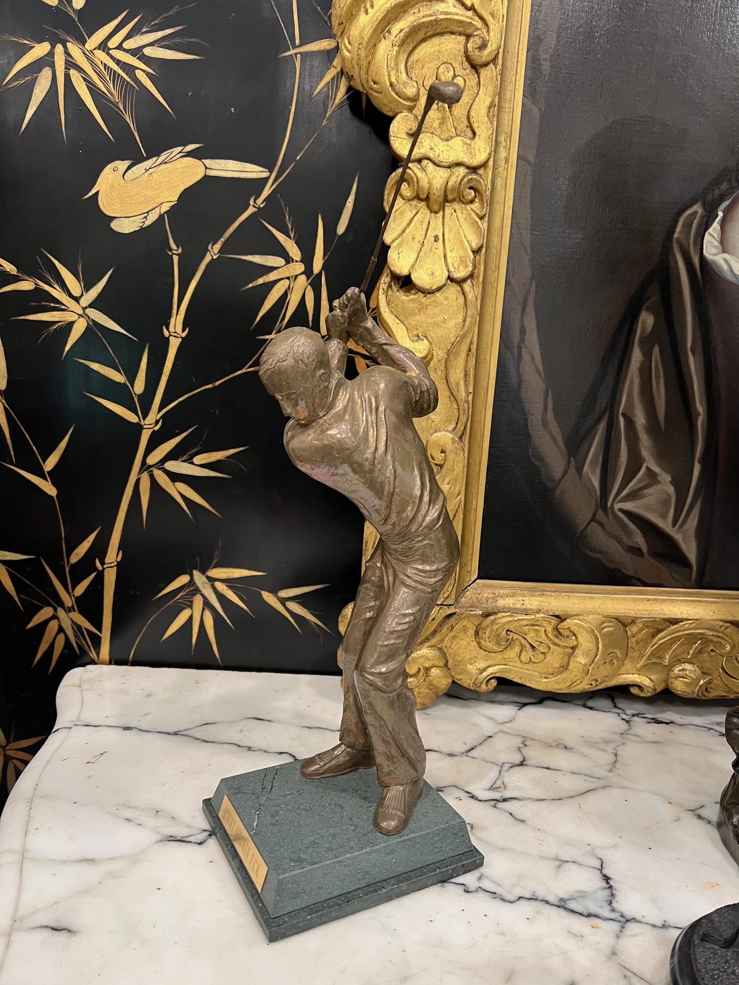TWO BRONZE FIGURES OF GOLFERS - Image 4 of 4