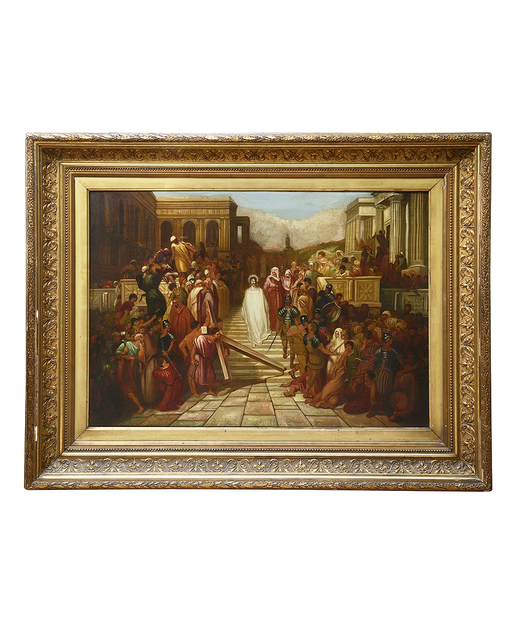 A LARGE 19TH CENTURY PAINTING OF 'CHRIST LEAVING THE PRAETORIUM' 1893