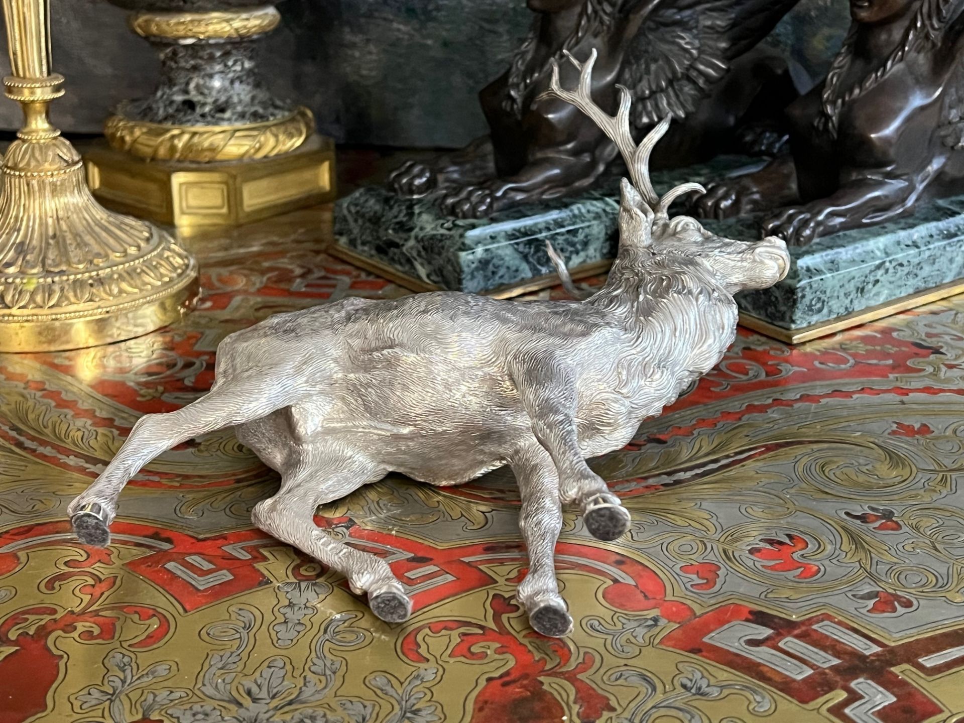 A FINE STERLING SILVER MODEL OF A STAG BY C.J. VANDER - Image 5 of 9