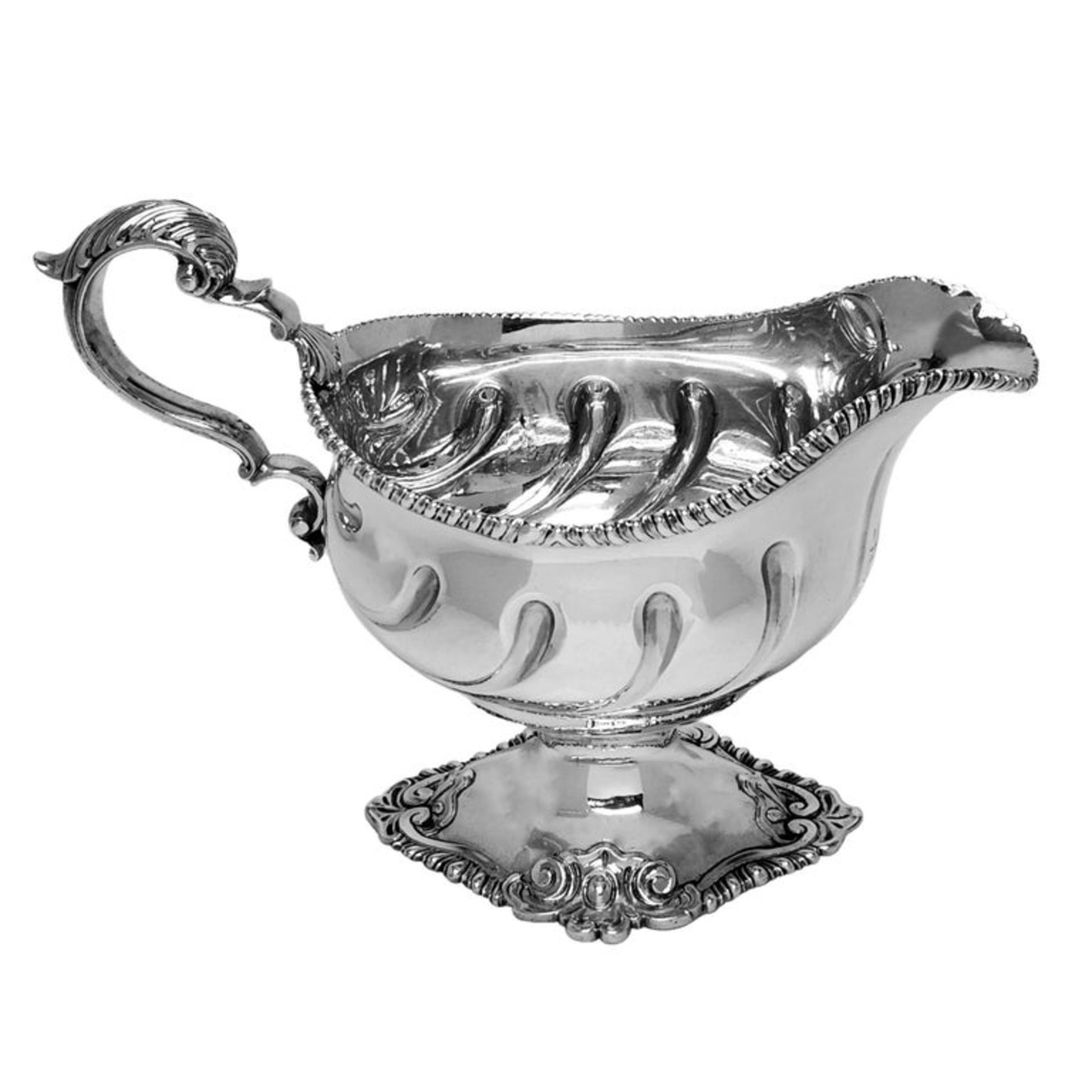 A SET OF FOUR 18TH CENTURY STERLING SILVER SAUCE BOATS, C. 1763 - Image 3 of 13