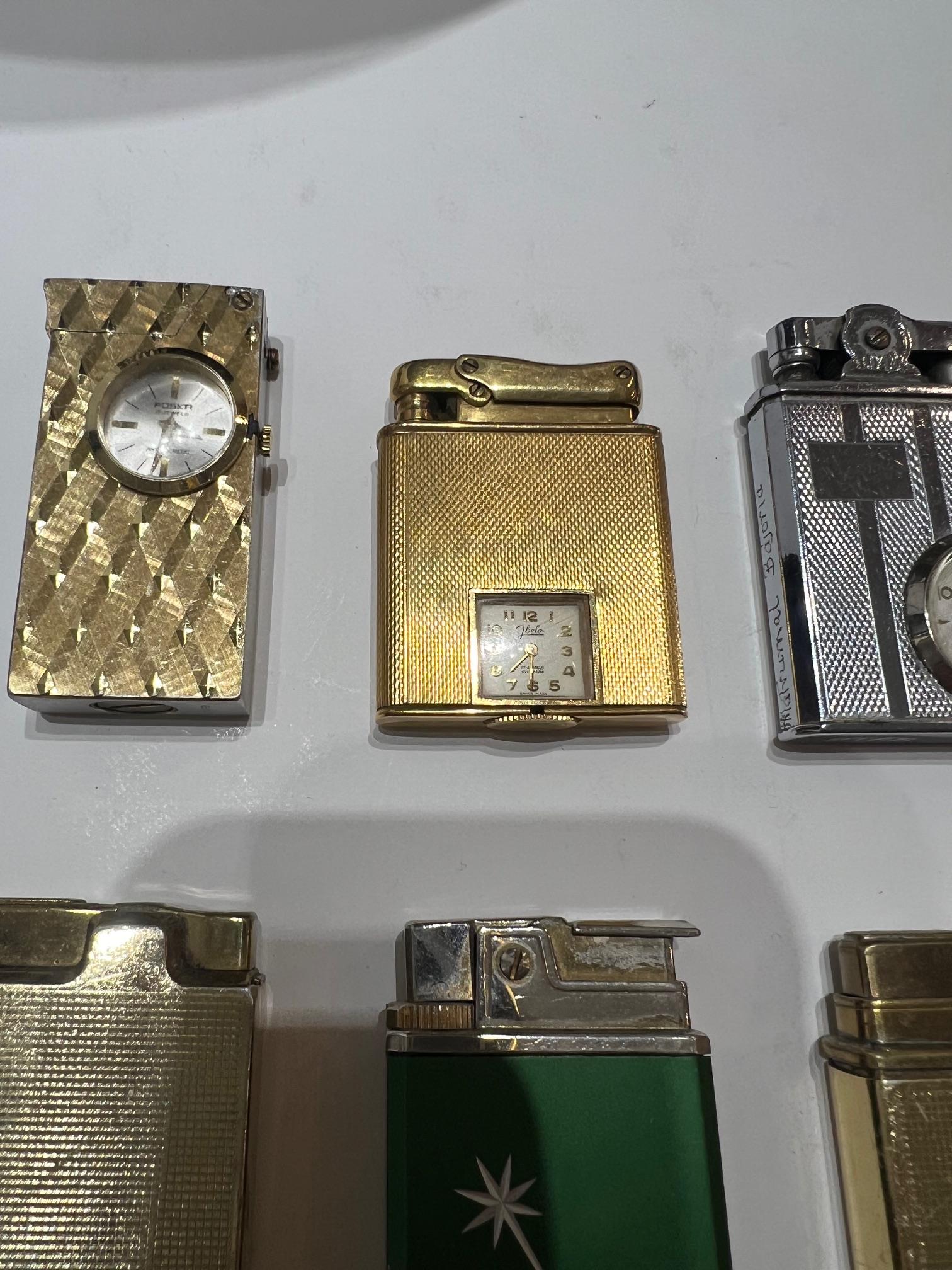 TEN NOVELTY LIGHTERS, FIVE WITH WATCH MOVEMENTS - Image 6 of 9