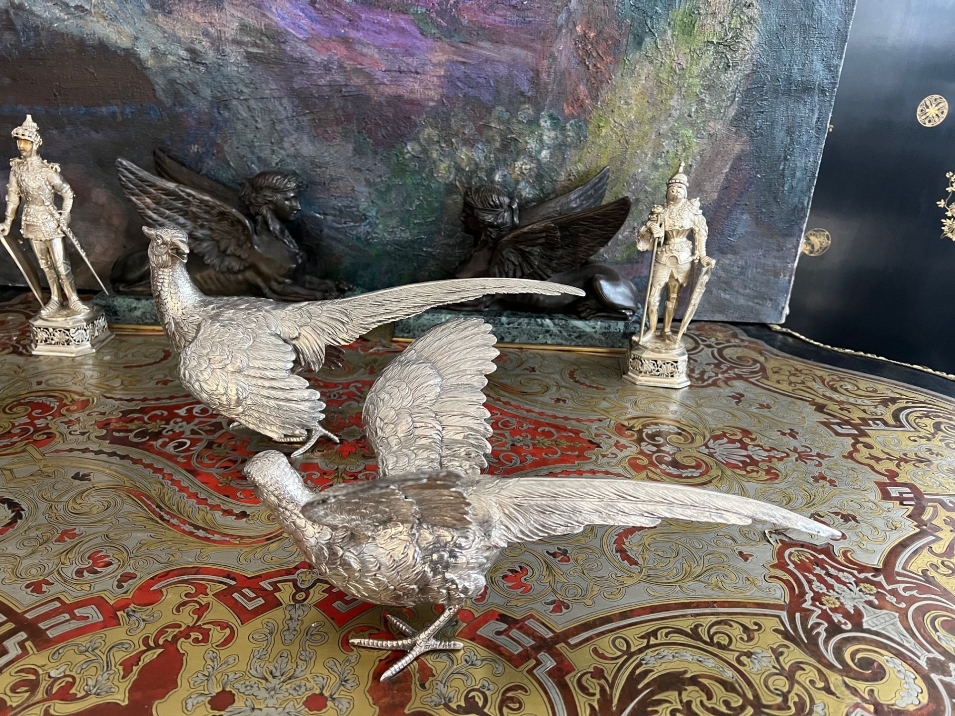 A PAIR OF STERLING SILVER MODELS OF PHEASANTS, GERMAN, EARLY 20TH CENTURY - Image 8 of 12