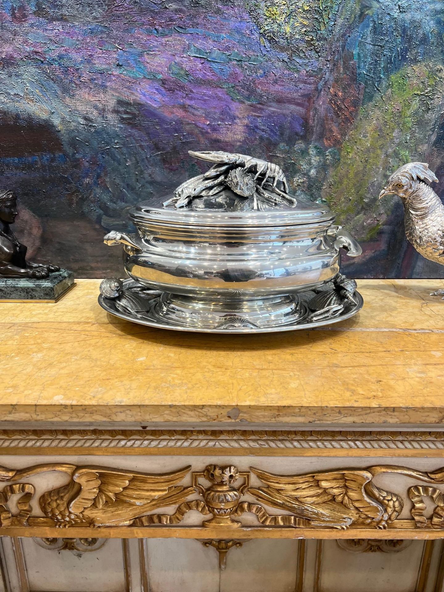 A LARGE ITALIAN SILVER PLATED LOBSTER TUREEN IN THE STYLE OF BUCCELLATI - Image 3 of 11