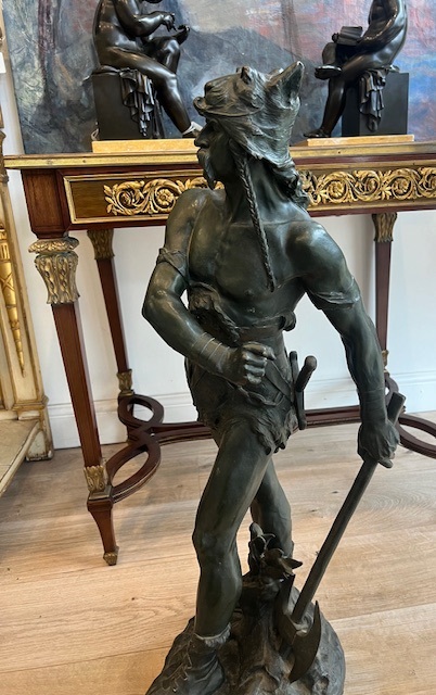 EDOUARD DROUOT (FRENCH: 1859-1945): A LARGE BRONZE FIGURE OF A VIKING WARRIOR - Image 11 of 13