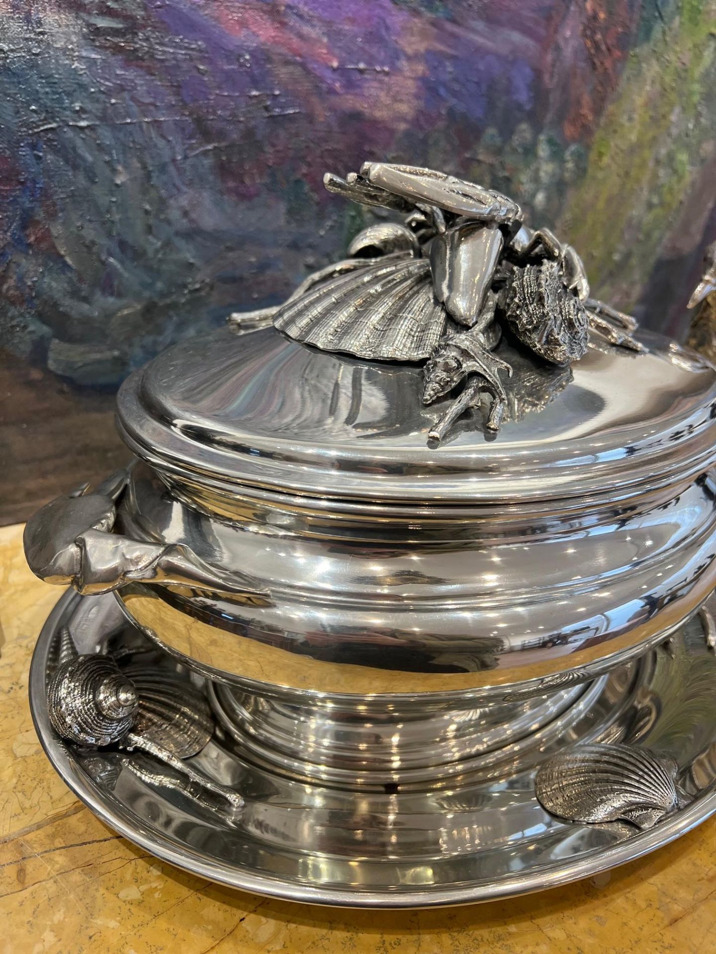 A LARGE ITALIAN SILVER PLATED SOUP TUREEN IN THE STYLE OF BUCCELLATI - Image 5 of 11