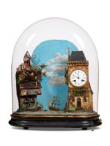 A 19TH CENTURY ROCKING SHIP MUSICAL AUTOMATON UNDER GLASS DOME