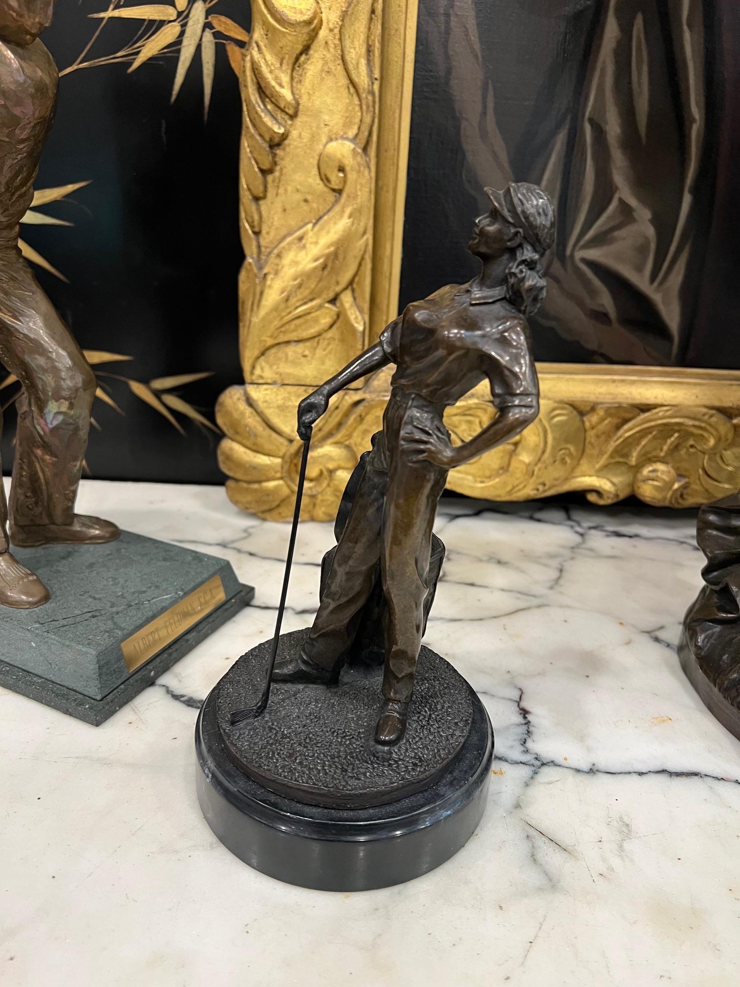 TWO BRONZE FIGURES OF GOLFERS - Image 2 of 4