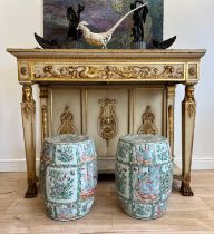 A PAIR OF 19TH CENTURY CHINESE FAMILLE ROSE PORCELAIN GARDEN SEATS